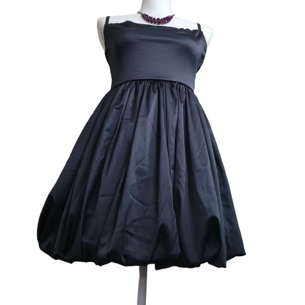 Ow Intimates Dress Black Short Spaghetti Cami Strap Zipper Size XL Pinup Cocktai